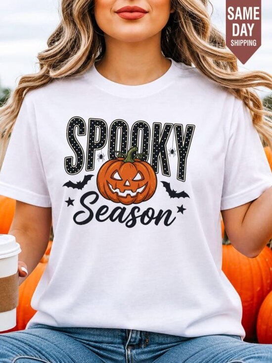 Other - Spooky Season Halloween Shirt, Cute Pumpkin Jack O Lantern Tee